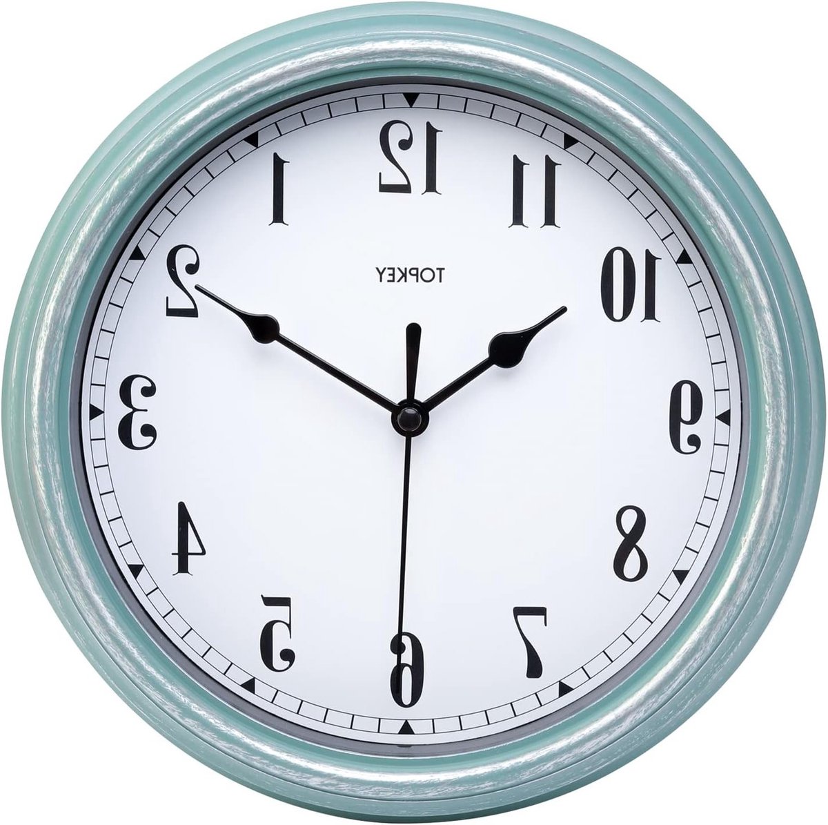Retro Stille Muurklok 9 Inch met Antieke Afwerking voor Keuken, Slaapkamer en Kantoor - Groene Decoratieve Klok zonder Tikken