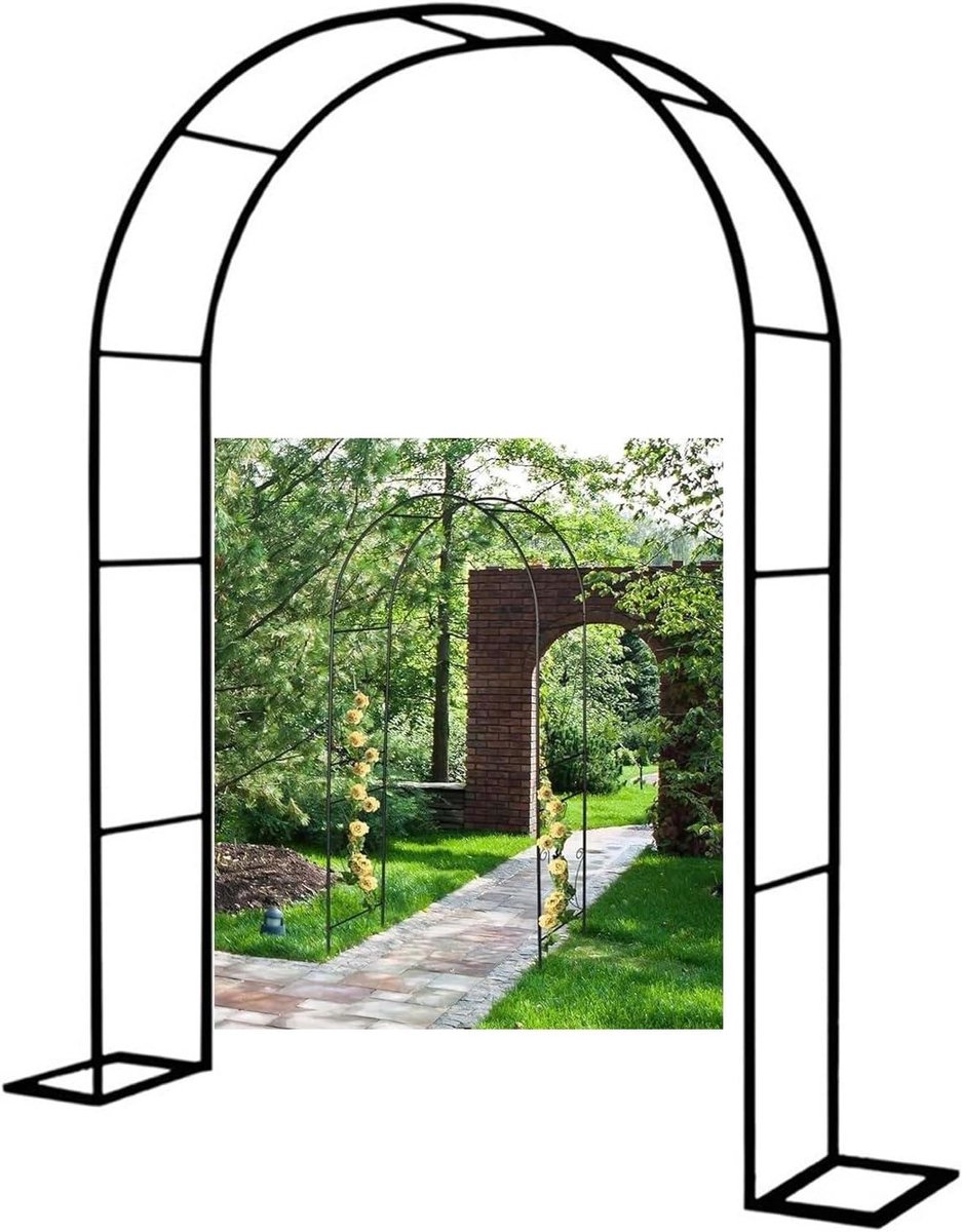 Metalen Tuinboog - Prieel Bruiloft Boog - Klimplanten Ondersteunen - Gegalvaniseerde Smeedijzeren Buis - 3.5 x 2.2 x 0.4 m