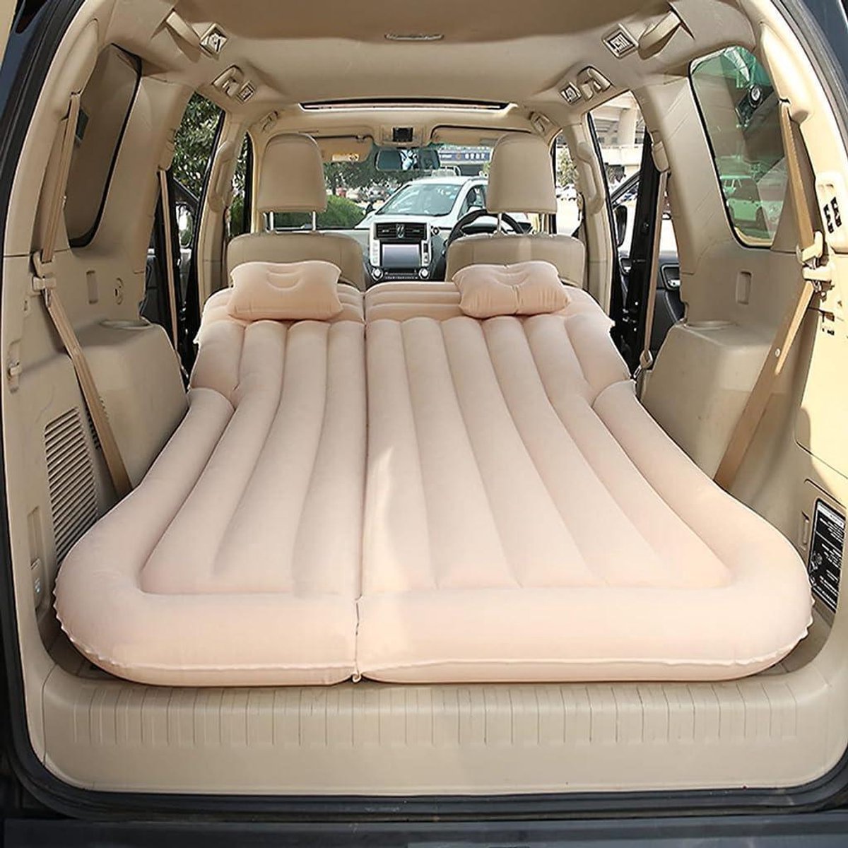 Opblaasbaar luchtbed - Autobed kamperen - Reizen en buiten - Snel opblaasbaar - 1 kg - Beige