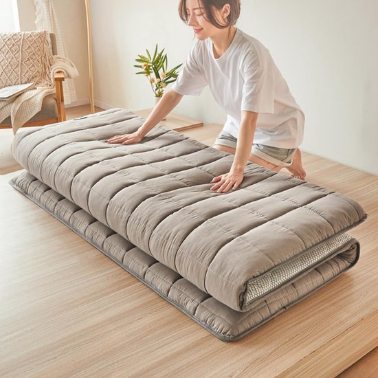 Japanse Matras - Vloer Slaapmat - Comfortabel Slapen - Ademend Katoen Vulling - 120x200cm - Grijs — afbeelding 5