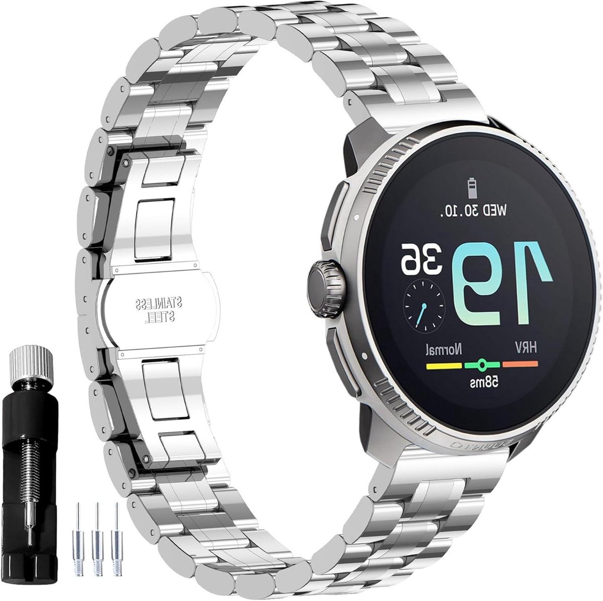 Metalen horlogeband - Reservearmband smartwatch - Personaliseren polsband - 316L roestvrij staal - 22 mm breed - Zilverkleurig