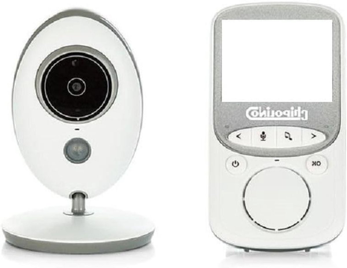 Video Babyfoon - Baby Monitor - Baby Bewaken - Tweeweg Communicatie - 2.4 inch scherm - Grijs en wit