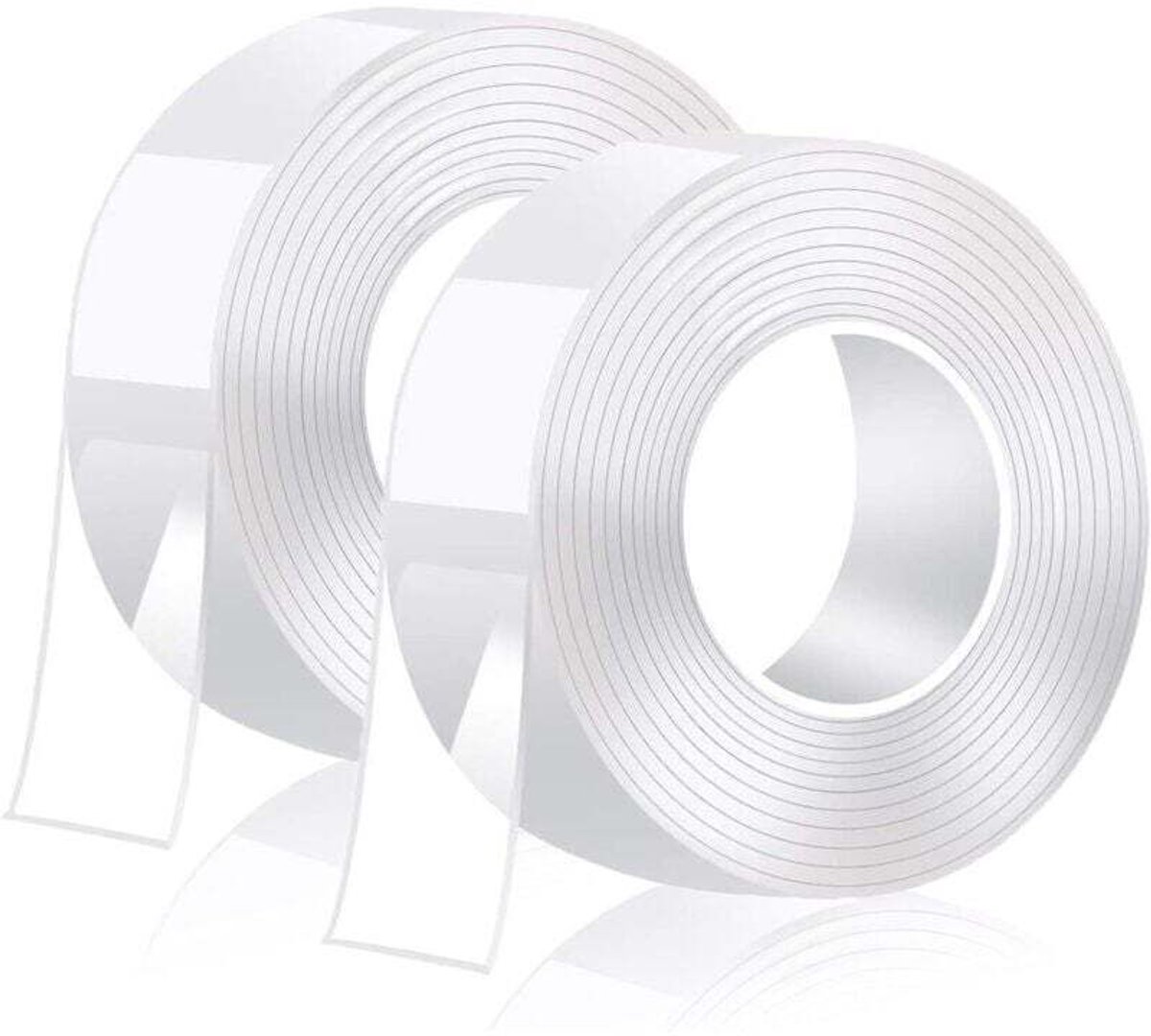 Twee rollen supersterk dubbelzijdig plakband, nanotransparant, afwasbaar, verwijderbare antislip dubbelzijdige gel, multifunctioneel en herbruikbaar, geen geleiderail nodig (enkele laagdikte 2 mm²).