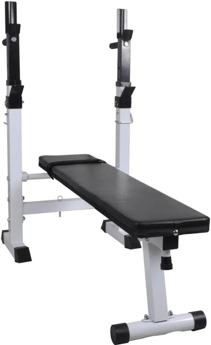Halterbank - Fitnessbank - Krachtraining Thuis - Verstelbare Posities - 100 kg Capaciteit - Wit