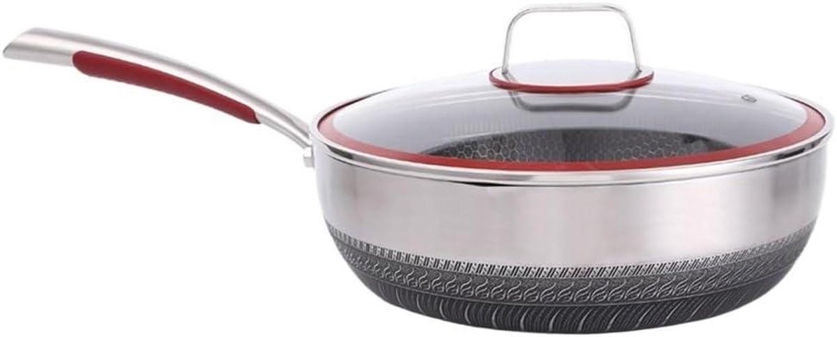 Roestvrijstalen koekenpan - Antiaanbak pan - Thuis koken - Snelle warmtegeleiding - 26-30 cm - Zilverkleurig