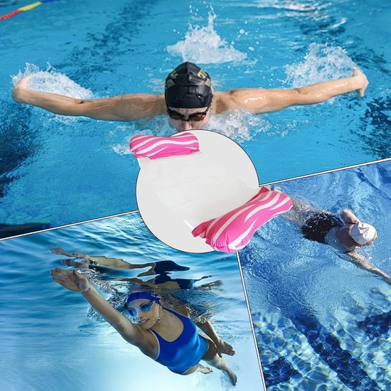 Opblaasbaar zwemvlot - Waterhangmat - Ontspannen in water - Inklapbare rugleuning - 120 x 70 cm - Roze — afbeelding 5