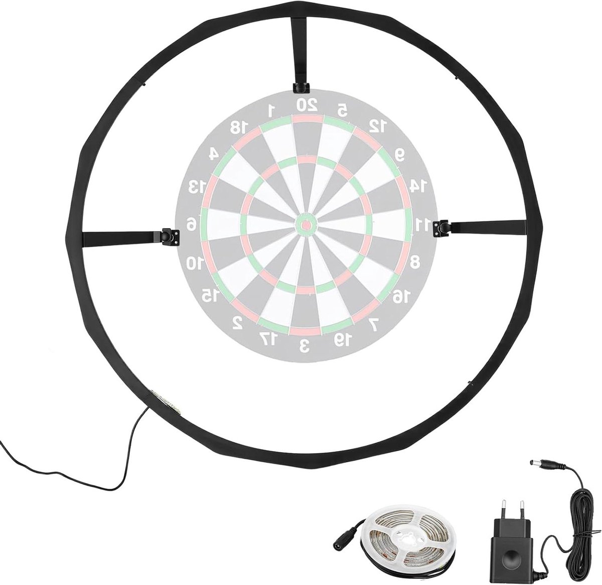 Dartbord Verlichting - LED Ring - Schaduwvrij Gooien - 360 Graden Licht - 45 cm Bord - Zwart