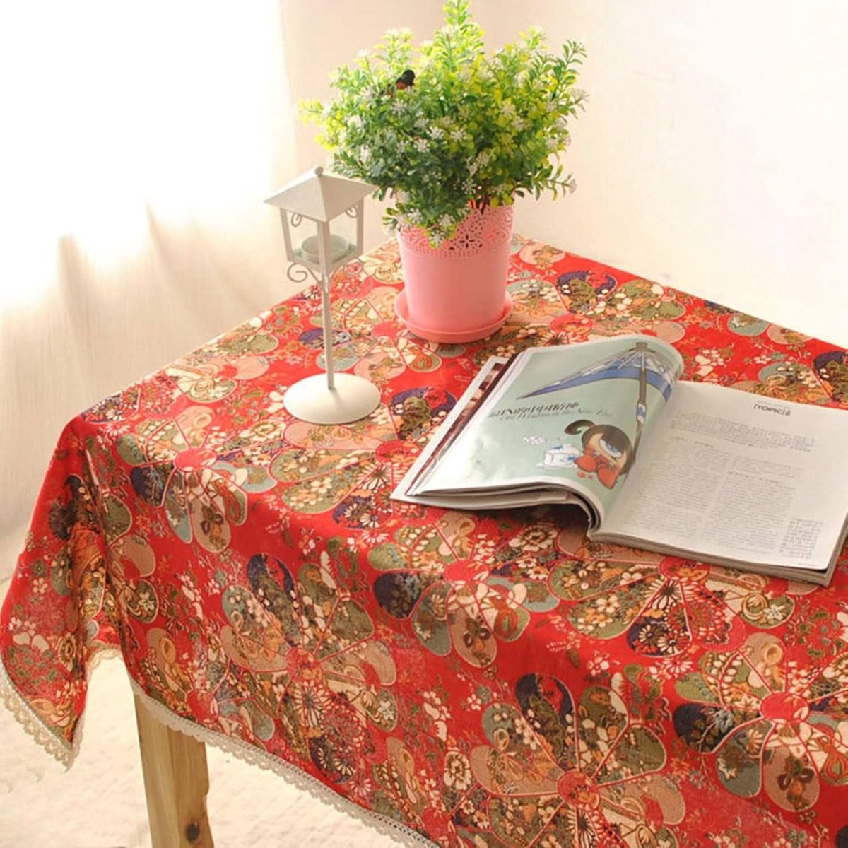 Tafelkleed Rechthoekig - Eettafelhoes - Tafel Decoratie - Waterafstotend - 140x200cm - Rood