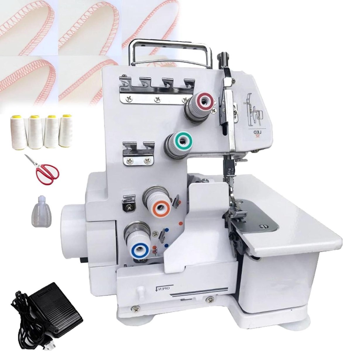 Overlockmachine - Naaimachine - Zomen Kleding - 4 Draads Afwerking - 31 x 31 x 31 cm - Wit