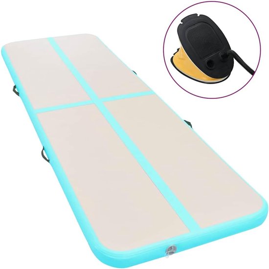 Opblaasbare Gymnastiekmat - Airtrack Turnmat - Thuis Trainen - Schokabsorberend PVC - 700 x 100 cm - Groen — afbeelding 4