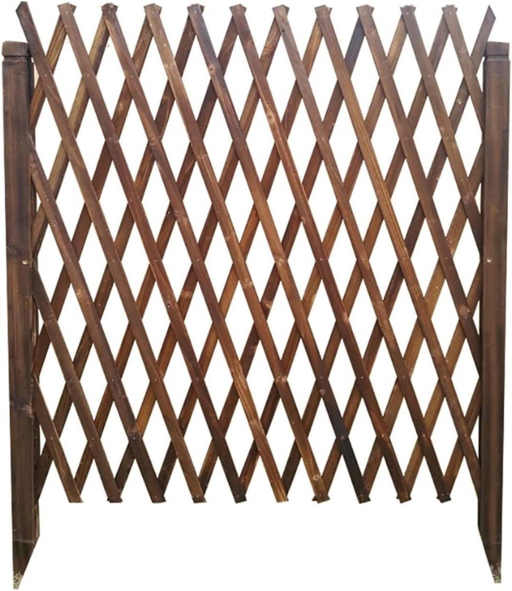 Houten Hek - Tuinenscherm Rooster - Terras Afscheiden - Telescopisch Verstelbaar - 70x200cm - Houtkleur
