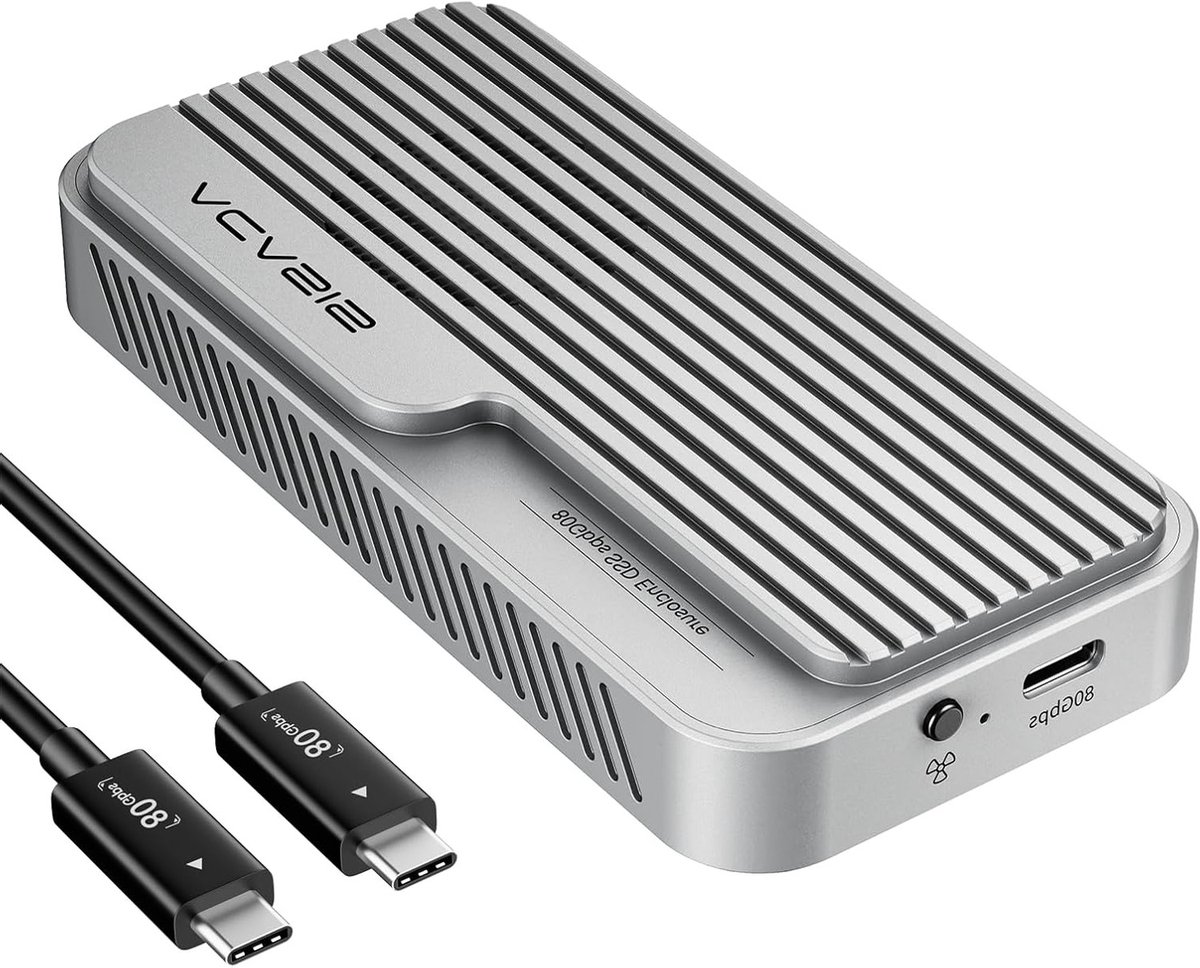 M.2 NVMe SSD Behuizing met Koelventilator voor USB4 en USB3 - 80Gbps Overdrachtssnelheid, Aluminium, TB501 Pro