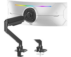 Ultrawide Monitor Arm voor Schermen tot 49 Inch, Stevige Desk Mount voor 2-20kg, Verstelbare Gasveer Computerstandaard met VESA 75&100mm en Klem- en Grommetbasis