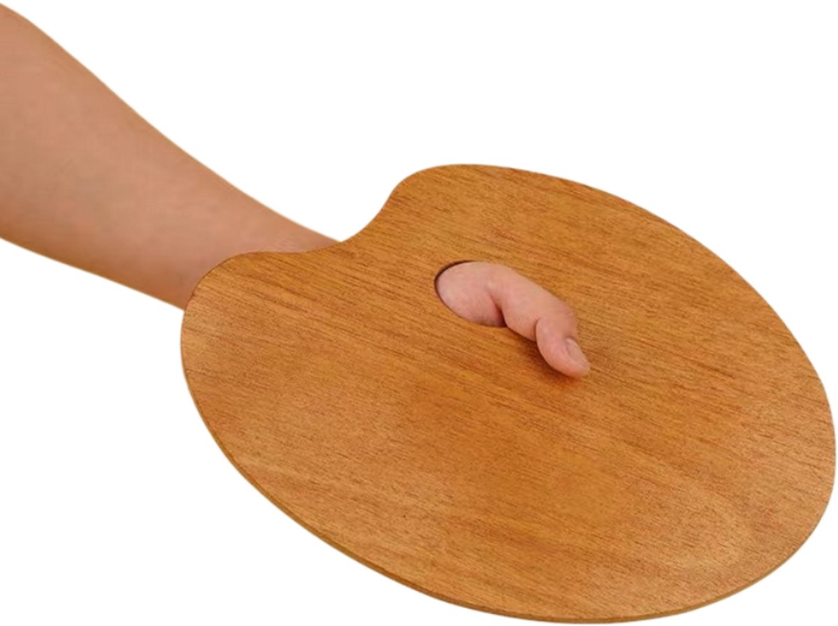 carmdering - Houten Palet - Schilderspalet - Verfpalet - 30×24 cm, lichtgewicht, duimgat - Neutrale houtkleur, ultra glad - Voor olieverf, acryl en aquarel - Perfect voor beginners en gevorderden - Links- en rechtshandig