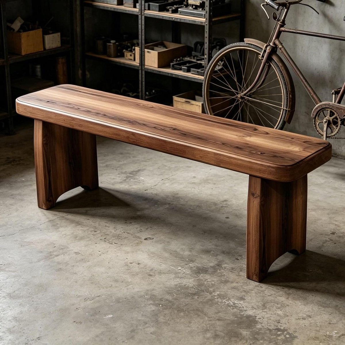 Massief houten bank - Landelijke halbank - Zitplaats creëren - Afgeronde veiligheidsranden - L120xW20xH15cm - Bruin