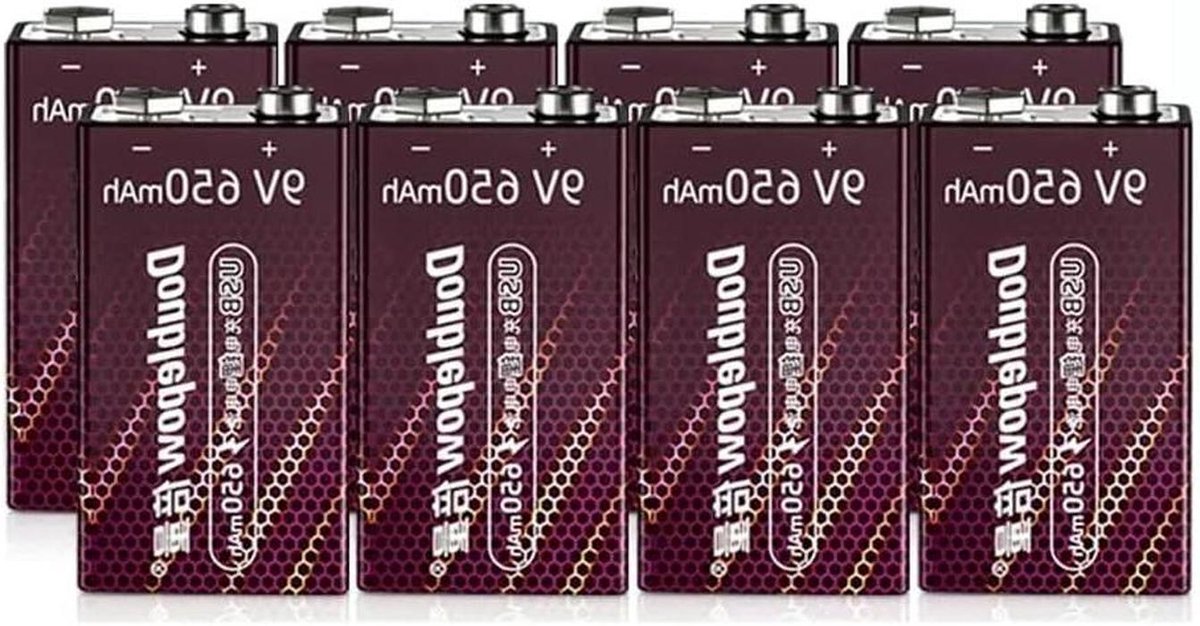 Oplaadbare Batterij - Negen Volt Batterij - Apparaten Voeden - Lange Levensduur - 8 Stuks - Zwart