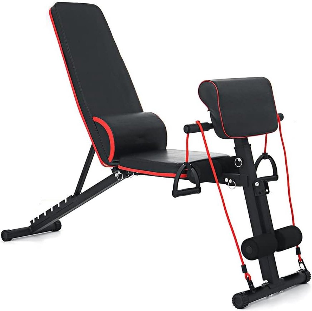 AWANG Verstelbare Gewicht Bench Lifting Sit Up Ab Bank, Utility Gewicht Banken Opvouwbare Kracht Training Bank, Thuis Gym Oefening Bank voor Full Body Workout (rood)