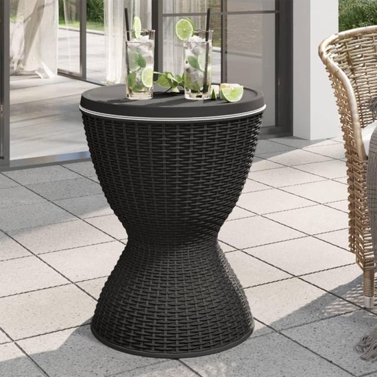 Koelbox Tafel - Cocktailtafel Bijzettafel - Buitenfeesten Organiseren - 3-in-1 Functionaliteit - 48 x 48 cm - Zwart van Koelbox. — afbeelding 3