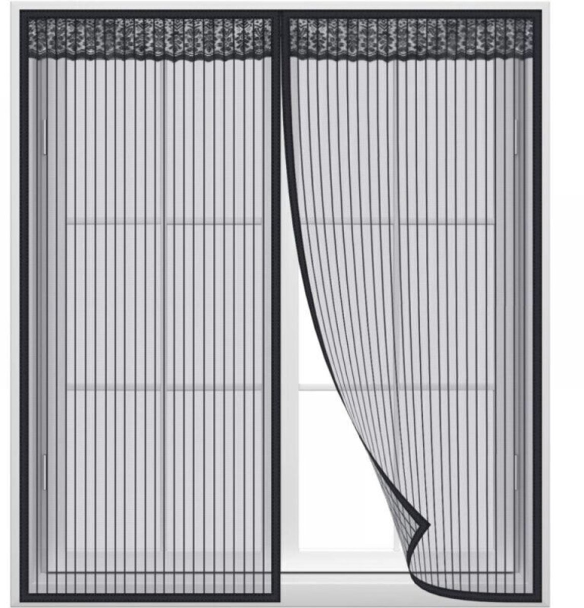 Magnetisch horgaas geschikt voor ramen, 150 x 150 cm, zelfklevend magnetisch gaas, eenvoudig te installeren, geschikt voor de meeste ramen.