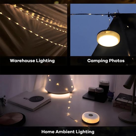 Campinglamp, tentlamp, oprolbare lichtslinger, multifunctionele buitenverlichting, opvouwbare lichtslinger geschikt voor kamperen - 10 meter warm licht + gekleurd licht — afbeelding 5