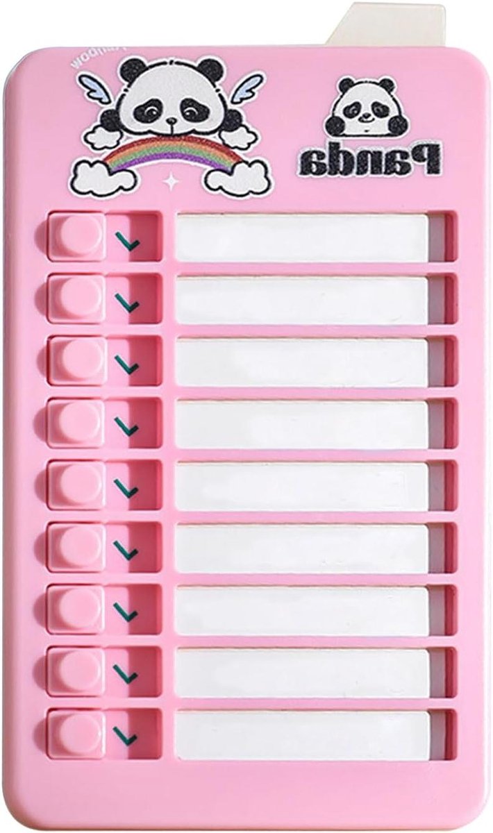 Visuele Routineplanner - Dagplanner Kinderen - Gedrag Trainen - Eenvoudig Schuifsysteem - 15 x 10 x 3 cm - Roze Panda