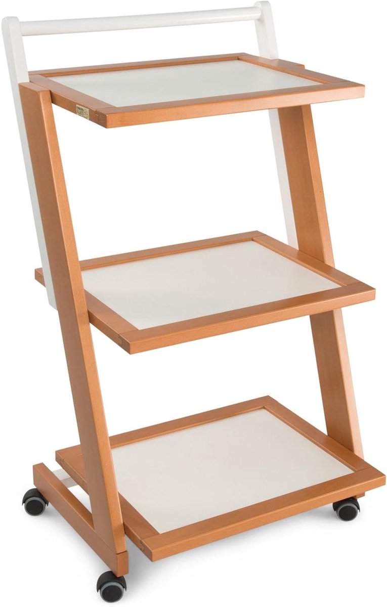 Serveertrolley - Bijzettafel - Eten serveren - Gelaagde plank - 49x41x88 cm - Wit