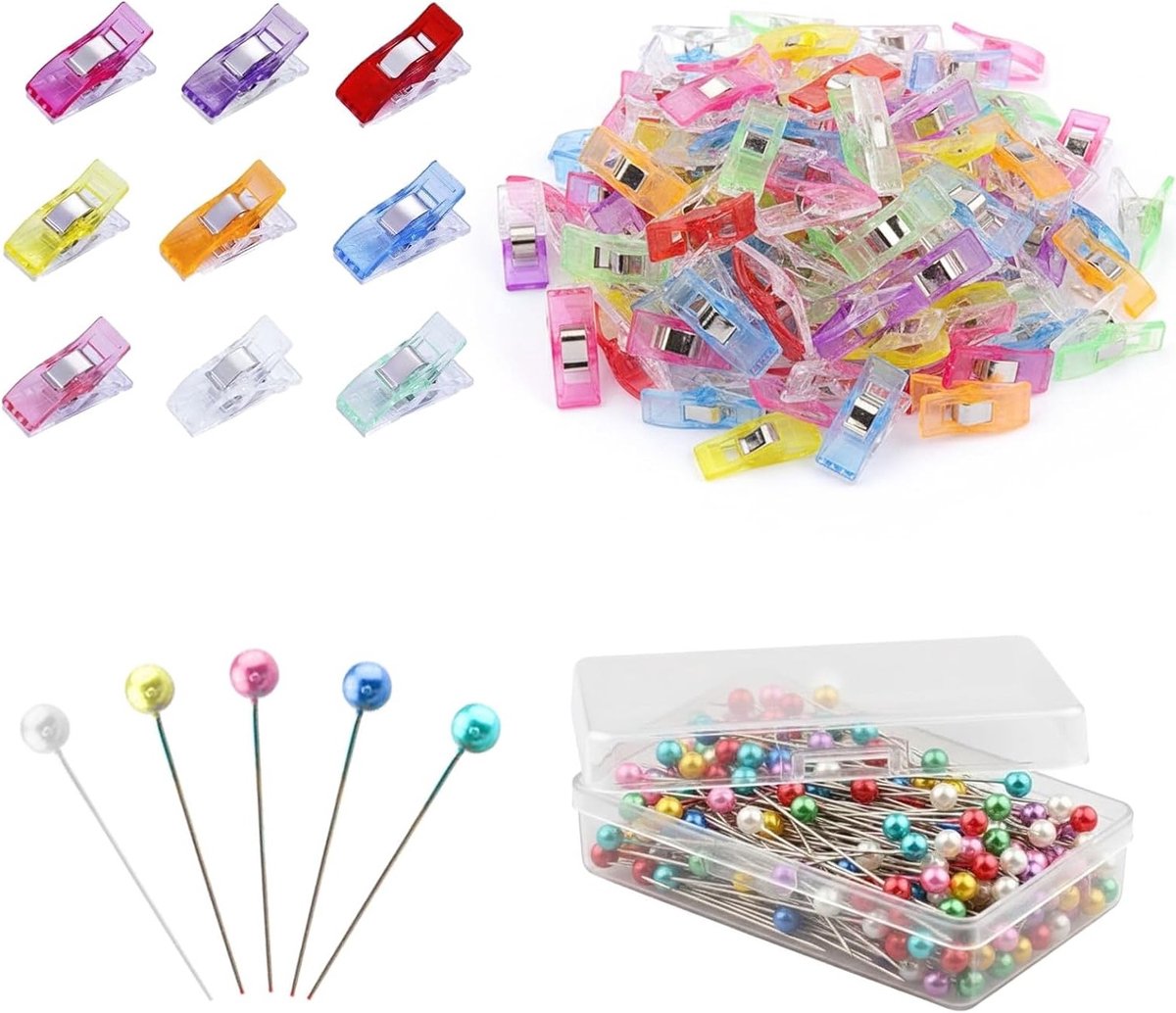 Set van 200 Kleurige Naalden met Hoofd, 50 Stuks, Naaiclips, Stofklemmen, Creatieve Accessoires voor Kostuumontwerp, Perücken en DIY Projecten