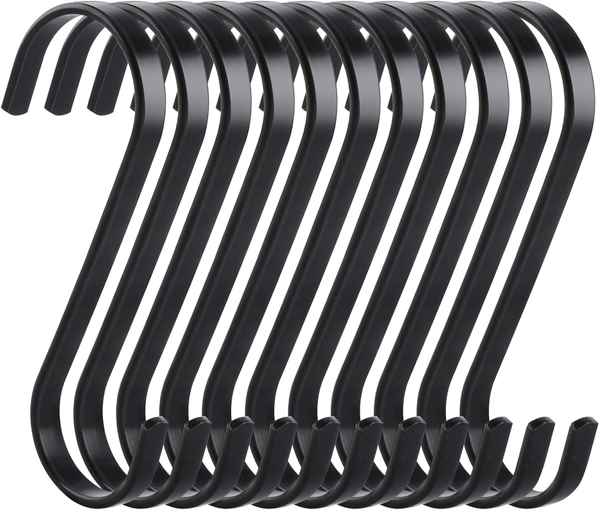 Set van 10 RVS Platte Haken - Robuuste Multifunctionele Haken voor Keuken, Vlees, Tuin en Kleding