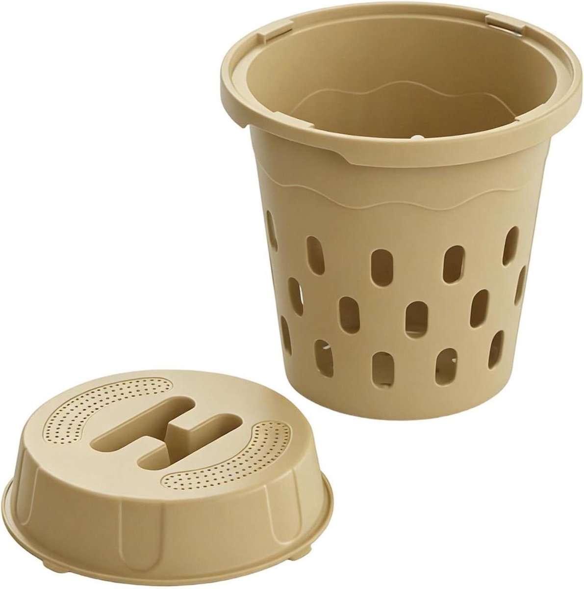 Wormencomposter - Compostbak Mestmaker - Organisch Afval Verwerken - Ventilatiegaten - 24x24x27.4 cm - Beige