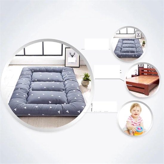 Tatami Matras - Vloermatras Futon - Comfortabel Slapen - Inklapbaar Ontwerp - 135x200 cm - Blauw — afbeelding 2