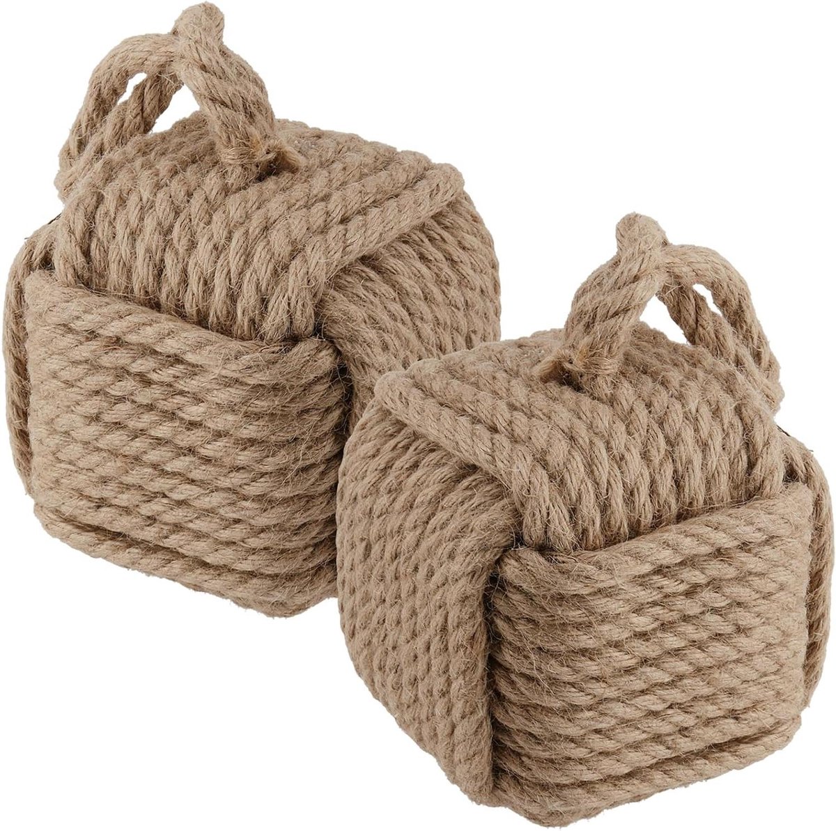 Deurstoppers Touwknoop - Jute Stoppers - Deuren Open Houden - Handgeweven Jute - 13 x 13 cm - Hennep