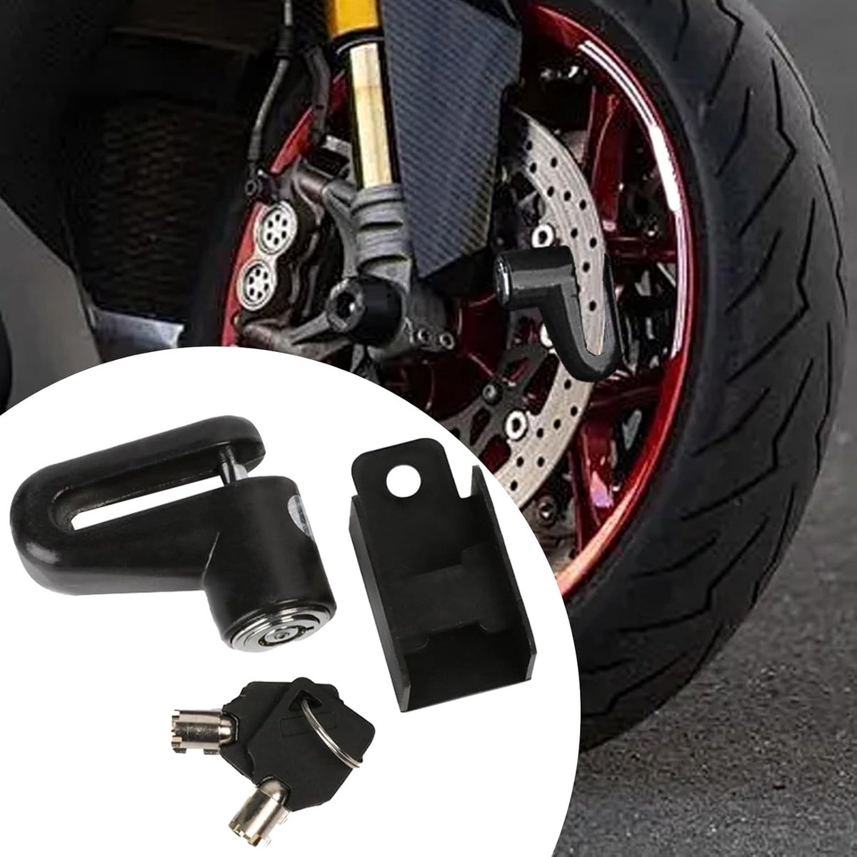 Remschijfslot Motor - Wielslot Scooter - Diefstal Beveiligen - Waterdicht Staal - 14.6 cm - Zwart – foto 4