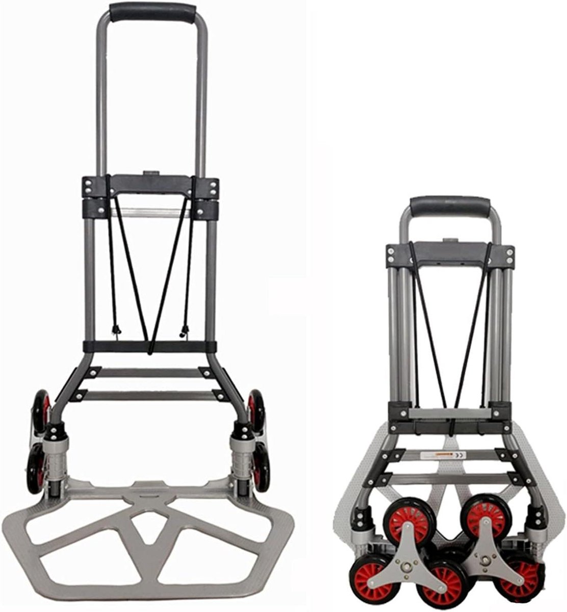 Steekwagen Opvouwbaar - Transportkar Handkar - Goederen Verplaatsen - Traptreden Klimhulp - 108 cm - Zilver