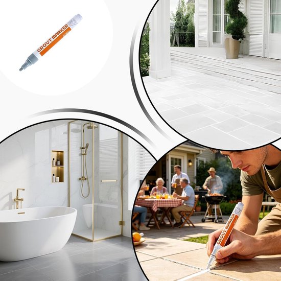 Voegverfpen - Voegenmarker Reparatiepen - Tegels Herstellen - Sneldrogende Waterdichte Formule - 14 cm - Grijs — afbeelding 2