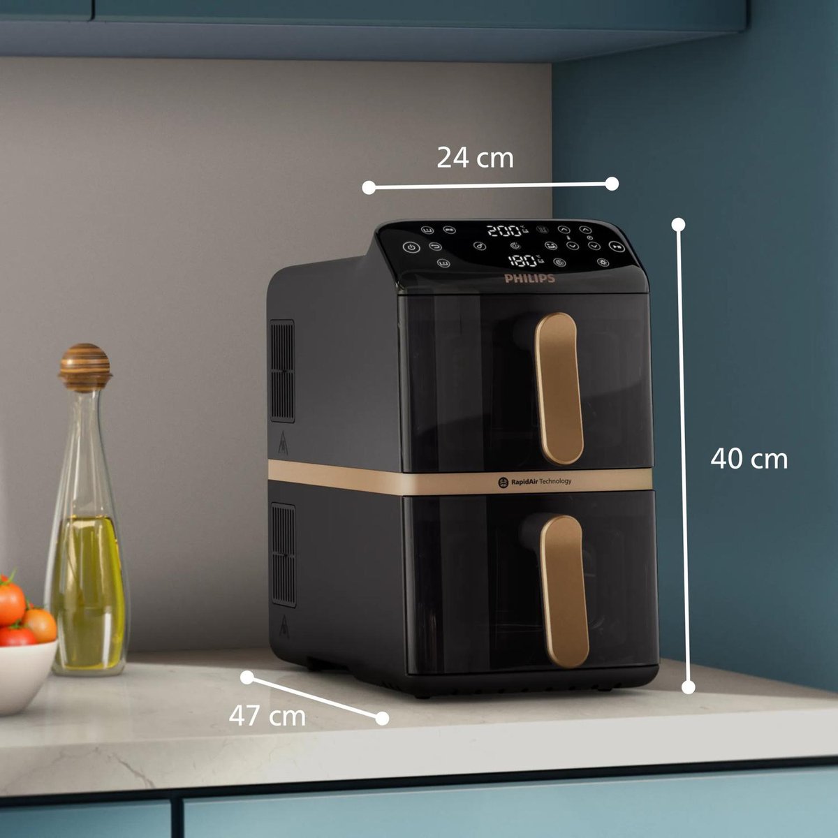 Philips 4000 series Dual-Stacked Dubbele Airfryer - NA462/70 - 10L - 6 programma's — afbeelding 2
