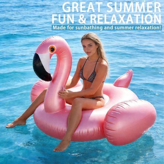 Opblaasbare Flamingo Ligstoel - Zwembad Luchtbed - Ontspannen in Water - Tropisch Bladeren Design — afbeelding 2