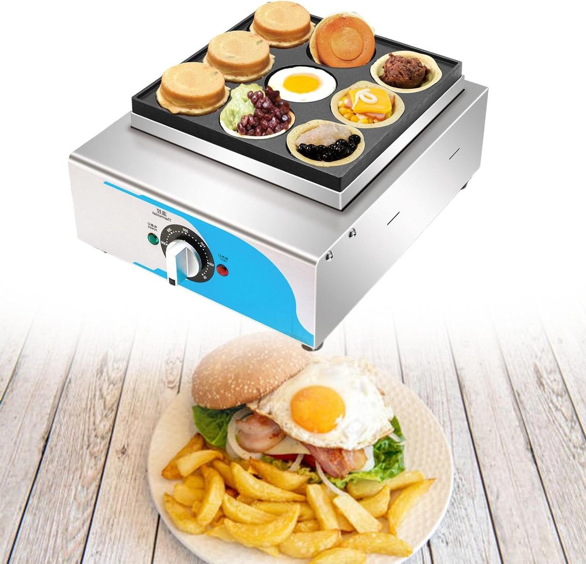 Mini Pannenkoekenmaker - Dorayaki Maker - Ontbijt Maken - Non-stick Bakplaat - 9 Stuks 80mm - Zilver