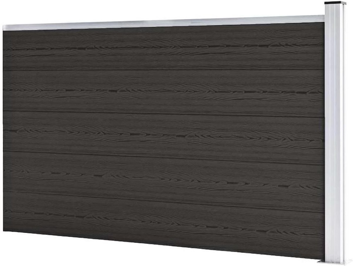 WPC Hekelement - Tuinafscheiding Composiet - Privacy in Tuin - Aluminium Bovenprofiel - 175 x 105 cm - Zwart
