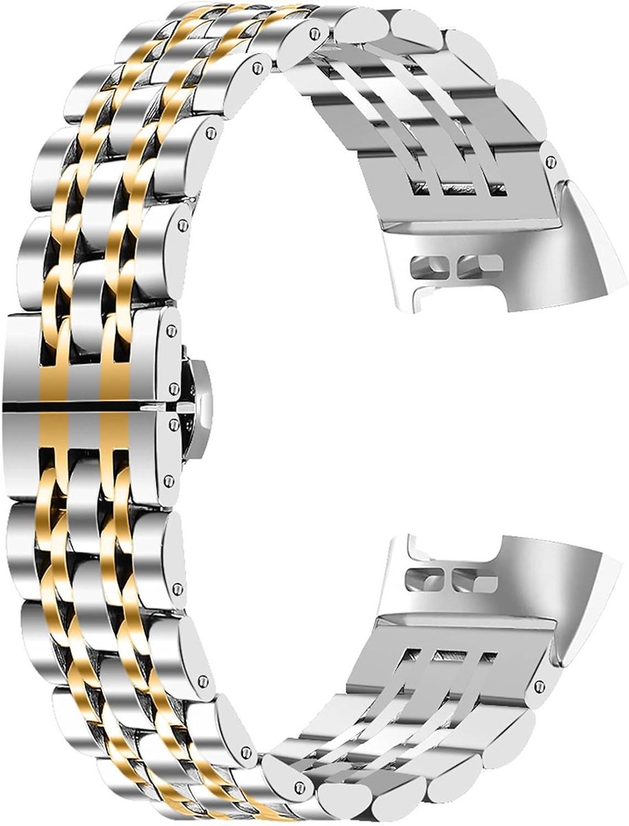 Roestvrijstalen Band - Armband Horloge - Smartwatch Personaliseren - Premium Metaal - 5.5"-8.2" - Goud