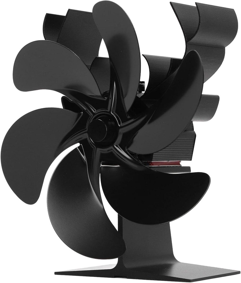 Houtkachel Ventilator - Haard Ventilator - Warmte Verdeling - Zonder Elektriciteit - 23D x 22B x 12H cm - Zwart