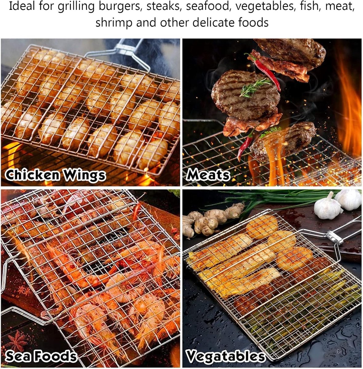 BBQ Grillmand - Grillmand RVS - Buiten Koken - Verchroomd Staal - N.v.t. - Zilver