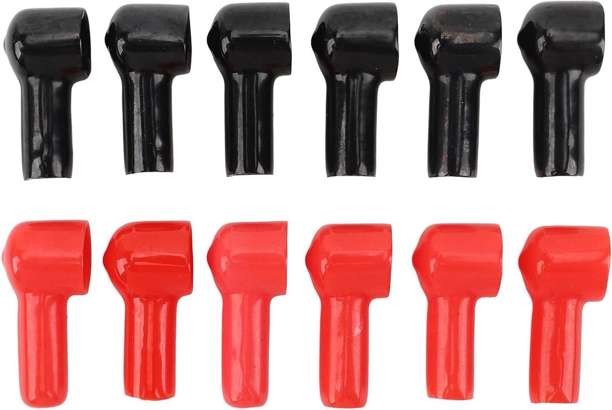 Accupoolhoezen - Batterijbeschermers - Kortsluiting Voorkomen - Hoogsterkte Rubber - 12 stuks - Rood en Zwart