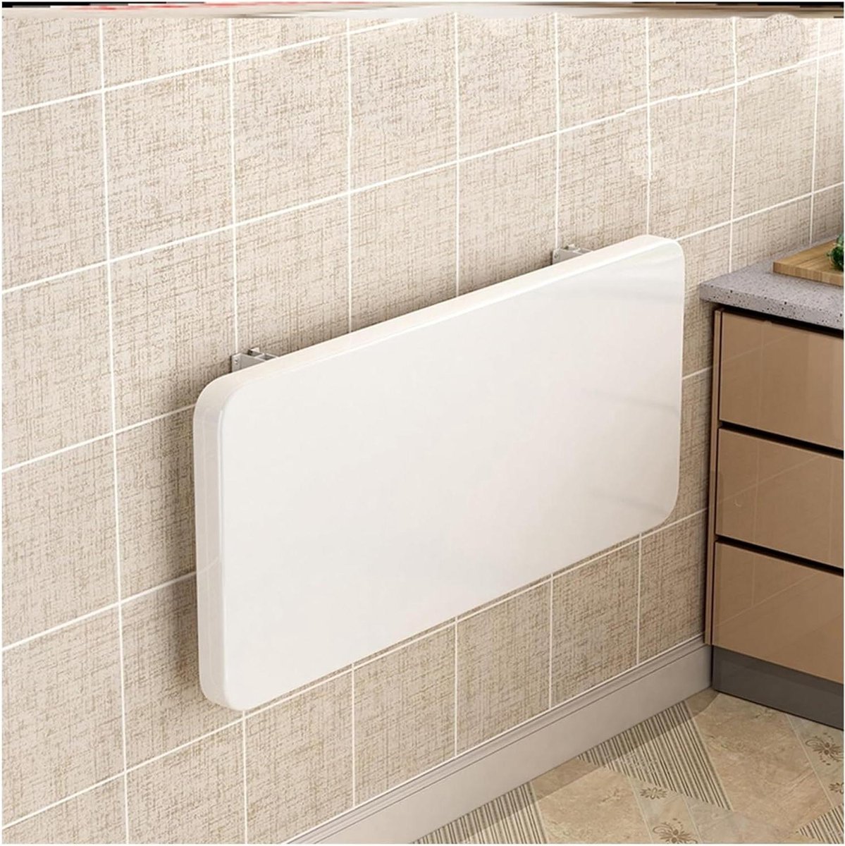 Drijvend Wandbureau - Klaptafel Opklapbaar - Ruimte Besparen - Afgeronde Hoeken - 40x30cm - Wit
