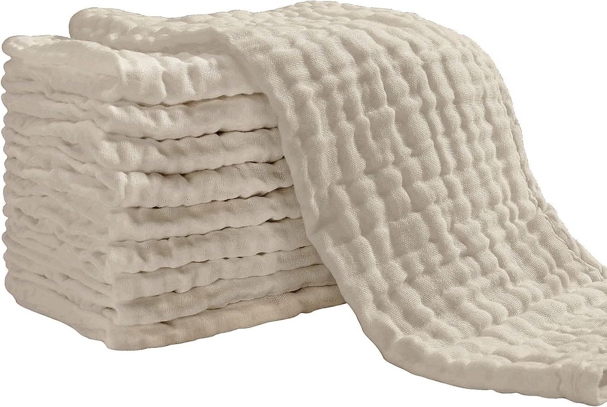 Set van 10 Absorberende Luiers en Boertjes 27 x 50 cm - 6 Laags Katoen, Herbruikbaar en Zacht voor Baby's
