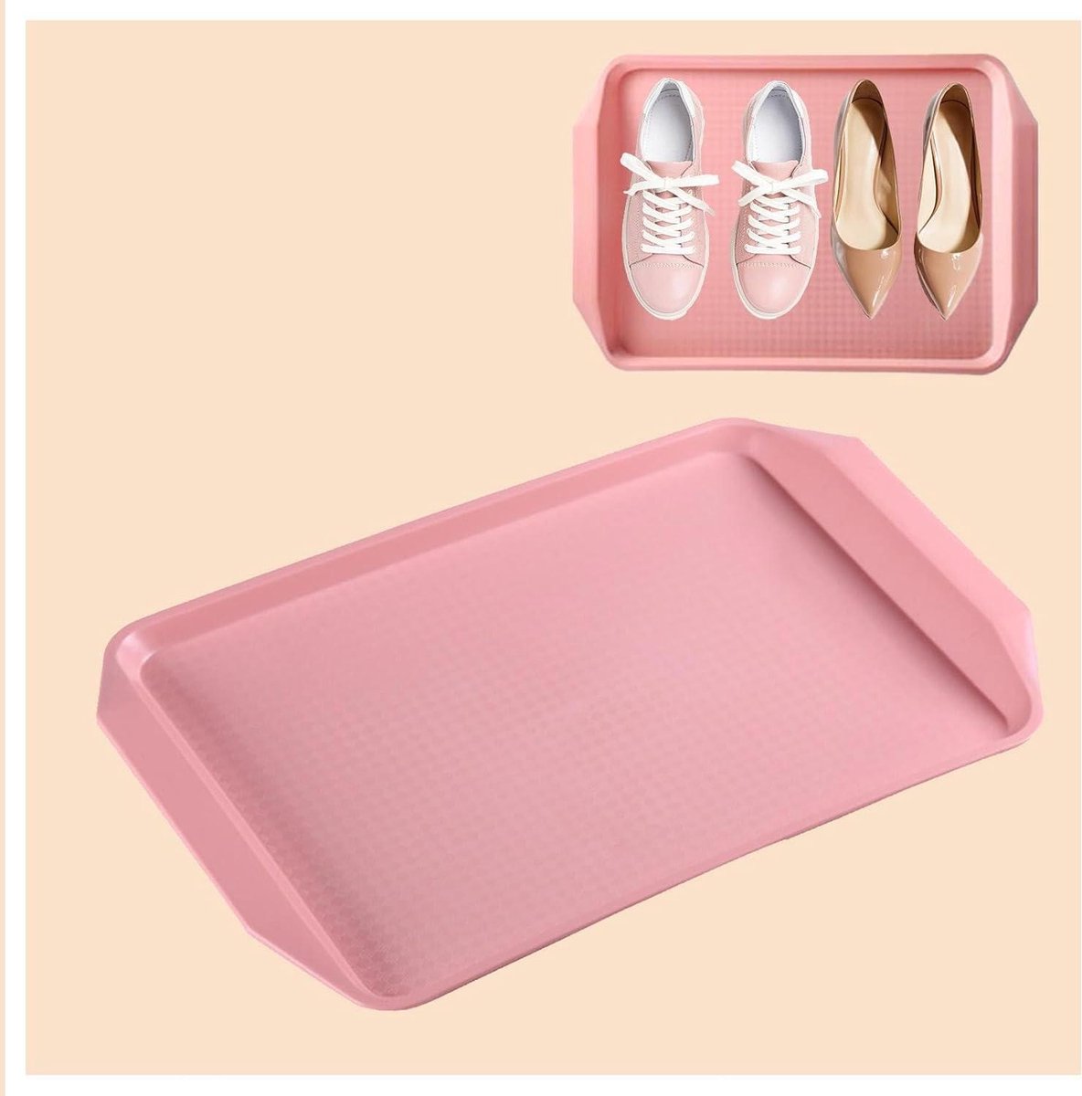 Plastic Dienbladen - Schoenbakjes Lekbak - Vuil Opvangen - Verhoogde Rand - 3 stuks - Roze