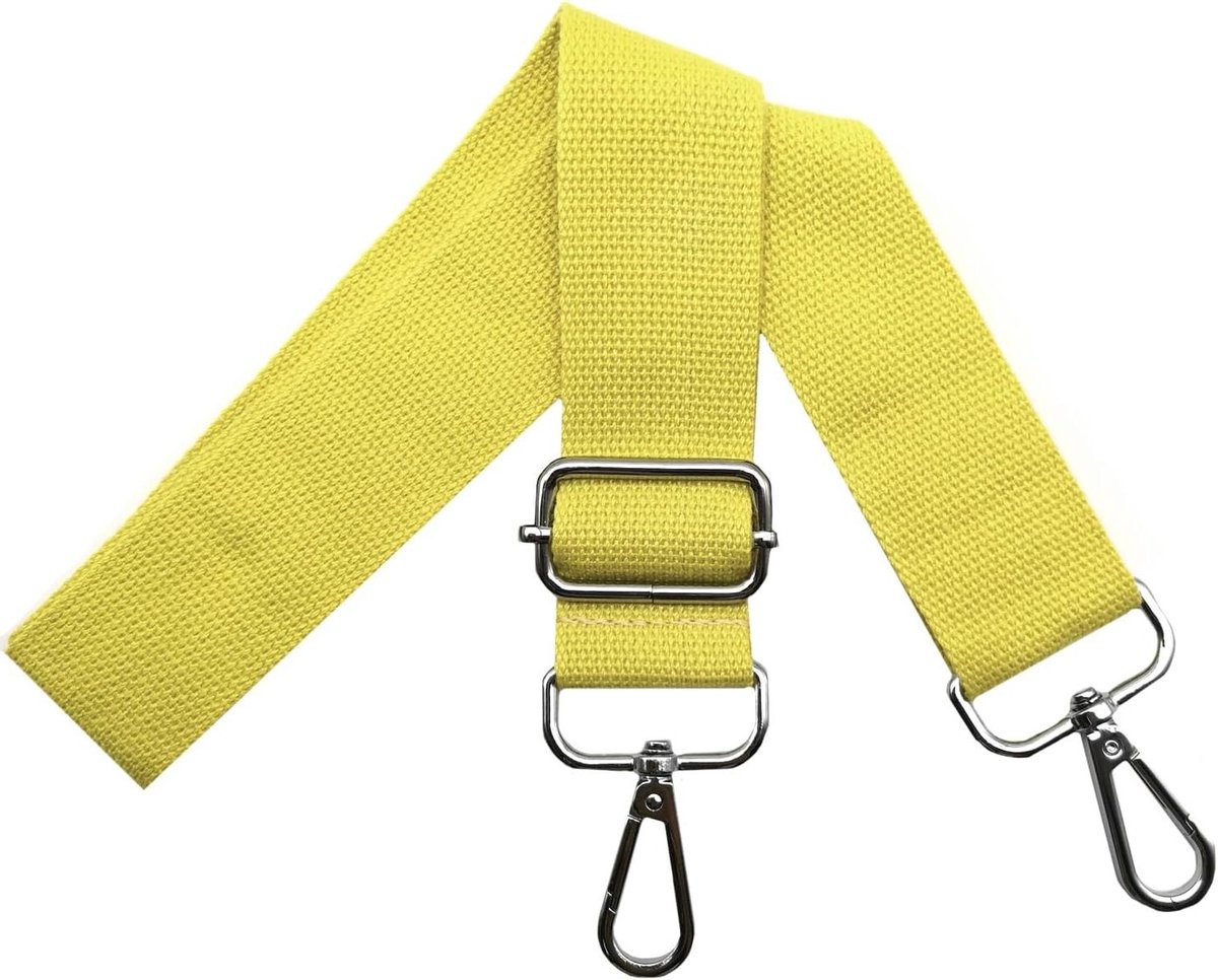Schouderband Tassen - Verstelbare Band - Tas Personaliseren - Zilverkleurige Karabijn - 3.8 cm Breed - Geel