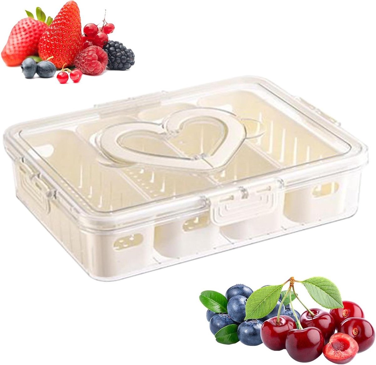 Fruit Doos - Fruit Tray Snack - Koelkast Organisatie - Vochtblokkerende Afdichting - 32 x 26 x 9 cm - Transparant