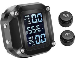 Motorfiets Bandenspanning Monitor - TPMS Sensor LCD - Veilig Rijden - Draadloze Externe Sensoren - Universeel - Zwart