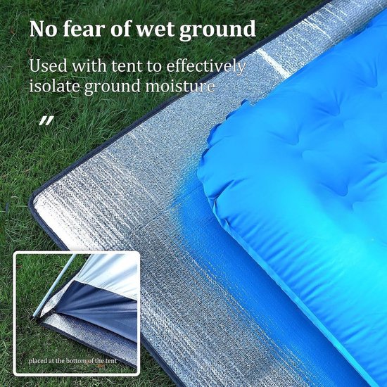 Isolatiemat Kamperen - Vloermat Tent - Comfortabel Slapen - Dubbelzijdig Aluminium - 195 x 180 cm - Zilver — afbeelding 5