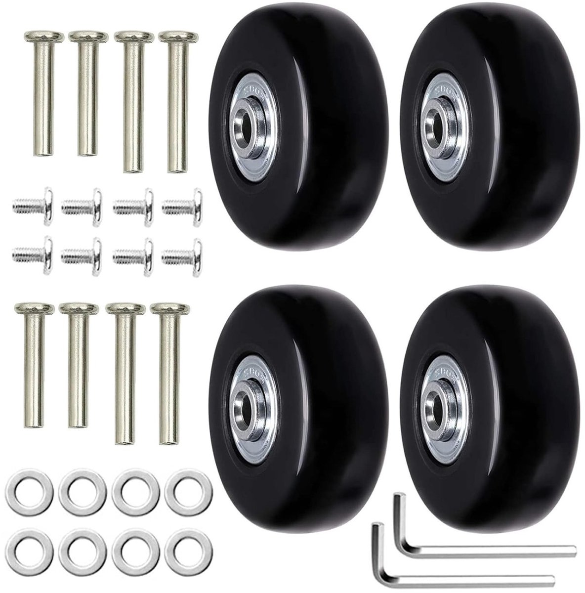 Set van 4 Vervangwielen voor Koffers - Universele Rubber Wielen 45mm x 18mm voor Bagageherstel
